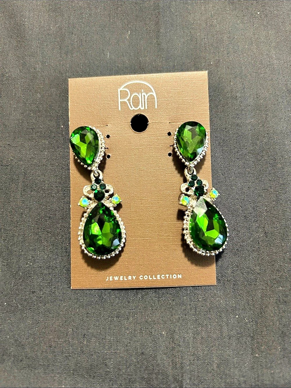 Rain Green & Silver Drop Earrings